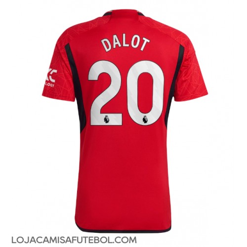 Camisa de Futebol Manchester United Diogo Dalot #20 Equipamento Principal 2023-24 Manga Curta